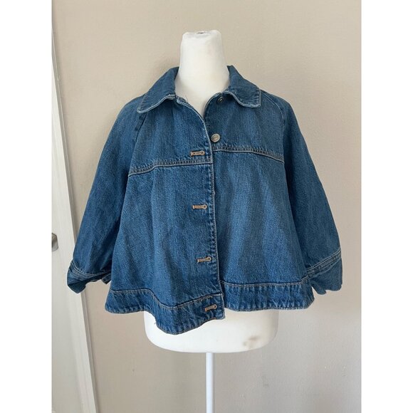 ZARA gently used babydoll cropped oversized denim jacket SMALL/MEDIUM - Picture 1 of 7